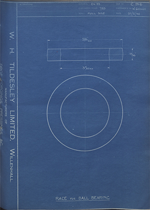 Triumph Engineering Co LTD W610 / W611 Race for Ball Bearing WH Tildesley Forging Technical Drawing