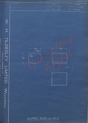 Triumph Engineering Co LTD W616 Slipper Block for Axle WH Tildesley Forging Technical Drawing