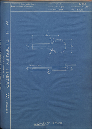 Triumph Engineering Co LTD W639 Anchorage Lever WH Tildesley Forging Technical Drawing