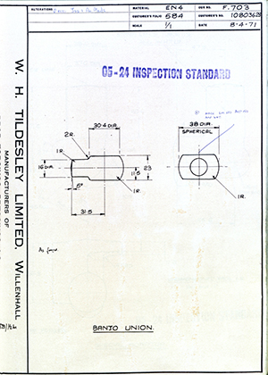 Truck & Bus Division Leyland UK LTD (FKA Leyland Motors) 10803623 Banjo Junction WH Tildesley Forging Technical Drawing