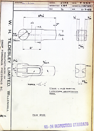 Truck & Bus Division Leyland UK LTD (FKA Leyland Motors) 10872511 Jaw End WH Tildesley Forging Technical Drawing