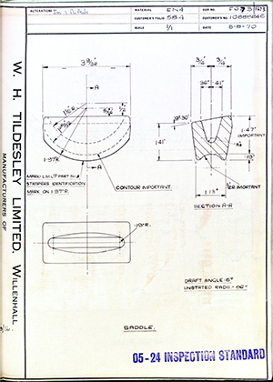 Truck & Bus Division Leyland UK LTD (FKA Leyland Motors) 10888245 Saddle WH Tildesley Forging Technical Drawing