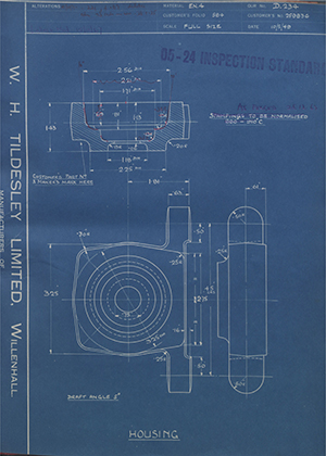 Truck & Bus Division Leyland UK LTD (FKA Leyland Motors) 259836 Housing WH Tildesley Forging Technical Drawing