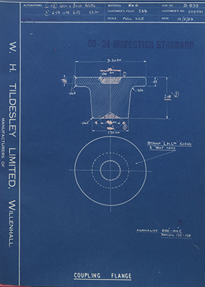 Truck & Bus Division Leyland UK LTD (FKA Leyland Motors) 505431 Coupling Flange WH Tildesley Forging Technical Drawing