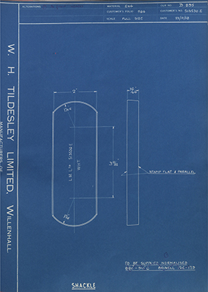 Truck & Bus Division Leyland UK LTD (FKA Leyland Motors) 513530E Shackle WH Tildesley Forging Technical Drawing