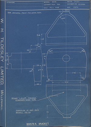 Truck & Bus Division Leyland UK LTD (FKA Leyland Motors) 521008A Booster Bracket WH Tildesley Forging Technical Drawing