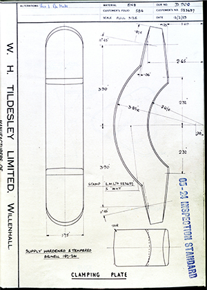 Truck & Bus Division Leyland UK LTD (FKA Leyland Motors) 523697 Clamping Plate WH Tildesley Forging Technical Drawing