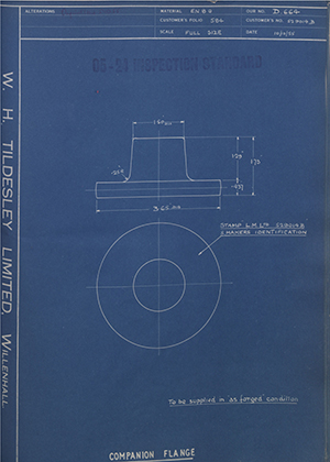 Truck & Bus Division Leyland UK LTD (FKA Leyland Motors) 529014B Companion Flange WH Tildesley Forging Technical Drawing