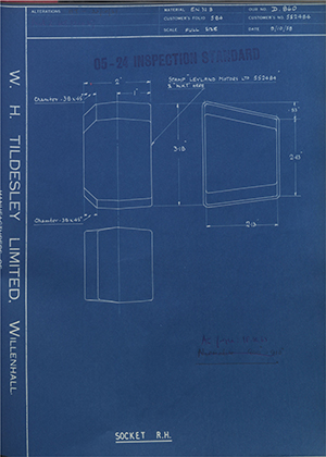 Truck & Bus Division Leyland UK LTD (FKA Leyland Motors) 552484 Socket - RH WH Tildesley Forging Technical Drawing