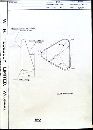 Truck & Bus Division Leyland UK LTD (FKA Leyland Motors) 655207 Block WH Tildesley Forging Technical Drawing