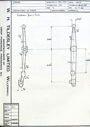 Truck & Bus Division Leyland UK LTD (FKA Leyland Motors) BHSS138  WH Tildesley Forging Technical Drawing