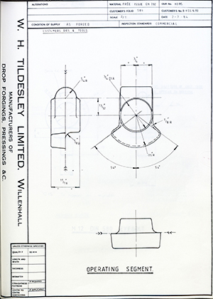 Truck & Bus Division Leyland UK LTD (FKA Leyland Motors) BHSS493 Operating Segment WH Tildesley Forging Technical Drawing