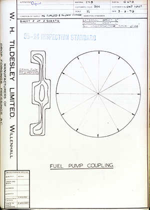 Truck & Bus Division Leyland UK LTD (FKA Leyland Motors) CNJ1007 Fuel Pump Coupling WH Tildesley Forging Technical Drawing