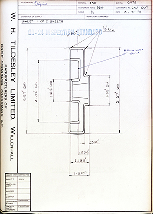 Truck & Bus Division Leyland UK LTD (FKA Leyland Motors) CNJ1007 Fuel Pump Coupling WH Tildesley Forging Technical Drawing