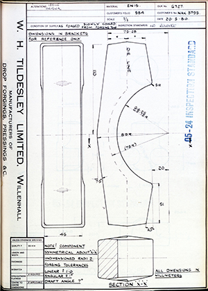 Truck & Bus Division Leyland UK LTD (FKA Leyland Motors) NAH3795  WH Tildesley Forging Technical Drawing