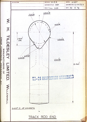 Truck & Bus Division Leyland UK LTD (FKA Leyland Motors) S144260 Track Rod End WH Tildesley Forging Technical Drawing