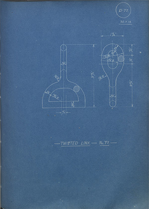 Twisted Link - No77 WH Tildesley Forging Technical Drawing