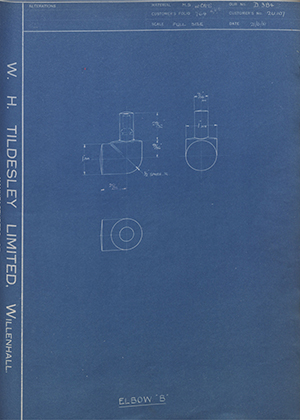 Uni-gun Lubricating Equipment LTD 2U107 Elbow 'B' WH Tildesley Forging Technical Drawing