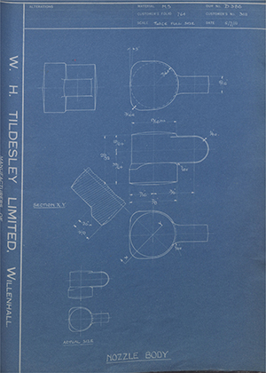 Uni-gun Lubricating Equipment LTD 3111 Nozzle Body WH Tildesley Forging Technical Drawing