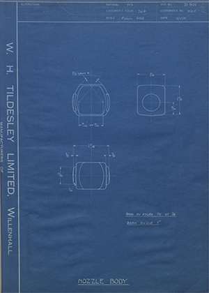 Uni-gun Lubricating Equipment LTD 3131F Nozzle Body WH Tildesley Forging Technical Drawing