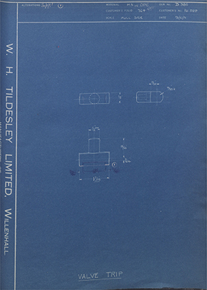 Uni-gun Lubricating Equipment LTD IU599 Valve Trip WH Tildesley Forging Technical Drawing