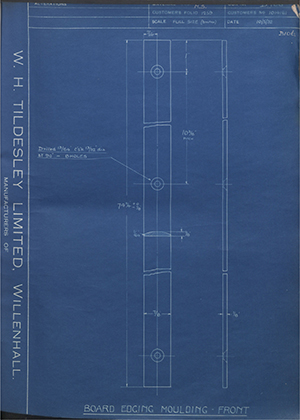 Vauxhall Motors LTD 1014161 Board Edging Moulding - Front WH Tildesley Forging Technical Drawing