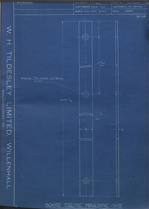 Vauxhall Motors LTD 1014163 Board Edging Moulding - Side WH Tildesley Forging Technical Drawing