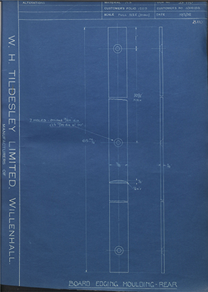 Vauxhall Motors LTD 1014184 Board Edging Moulding - Rear WH Tildesley Forging Technical Drawing