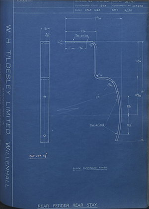 Vauxhall Motors LTD 1014636 Rear Fender Rear Stay WH Tildesley Forging Technical Drawing