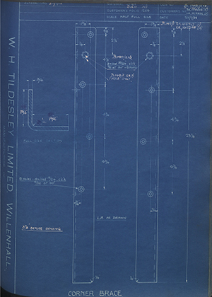 Vauxhall Motors LTD 1014934/A / 1014935/B Corner Brace WH Tildesley Forging Technical Drawing