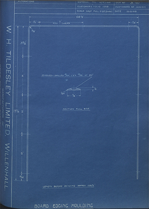 Vauxhall Motors LTD 1015144 Boad Edging Moulding WH Tildesley Forging Technical Drawing