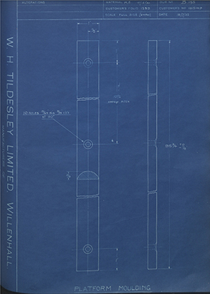 Vauxhall Motors LTD 1015149 Platform Moulding WH Tildesley Forging Technical Drawing