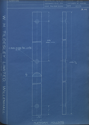 Vauxhall Motors LTD 1015150 Platform Moulding WH Tildesley Forging Technical Drawing