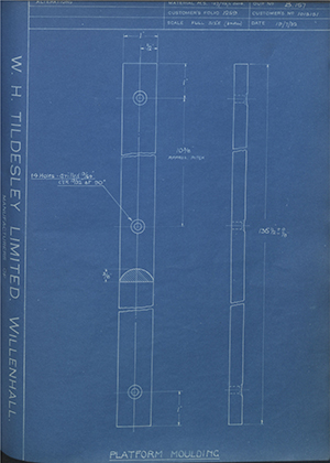 Vauxhall Motors LTD 1015151 Platform Moulding WH Tildesley Forging Technical Drawing