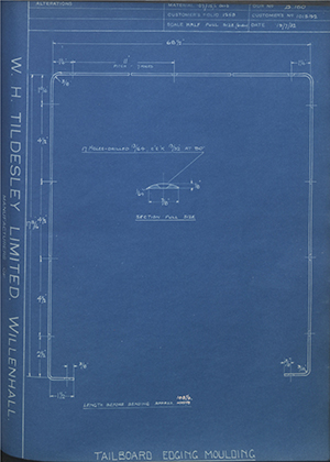 Vauxhall Motors LTD 1015152 Tailboard Edging Moulding WH Tildesley Forging Technical Drawing