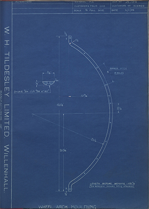 Vauxhall Motors LTD 1015966 Wheel Arch Moulding WH Tildesley Forging Technical Drawing