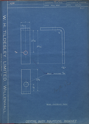 Vauxhall Motors LTD 1016348 Centre Body Mounting Bracket WH Tildesley Forging Technical Drawing