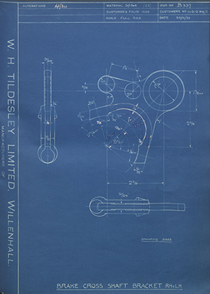 Vauxhall Motors LTD 1021294/5 Brake Cross Shaft Bracket RH & LH WH Tildesley Forging Technical Drawing