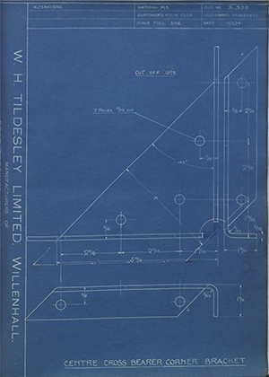 Vauxhall Motors LTD 1022837 Centre Cross Bearer Corner Bracket WH Tildesley Forging Technical Drawing