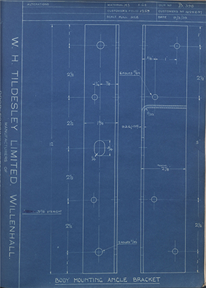 Vauxhall Motors LTD 1022847 Body Mounting Angle Bracket WH Tildesley Forging Technical Drawing