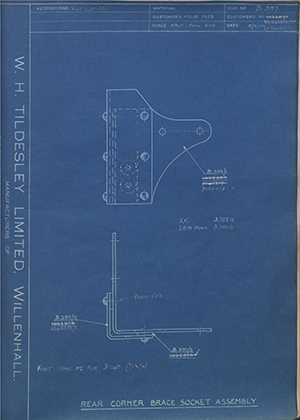 Vauxhall Motors LTD 1022873 / 1040215/RH / 1040211/LH Rear Corner Brace Socket Assembly WH Tildesley Forging Technical Drawing