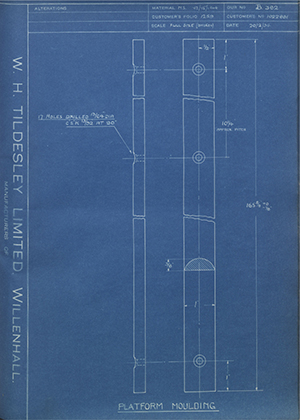 Vauxhall Motors LTD 1022881 Platform Moulding WH Tildesley Forging Technical Drawing