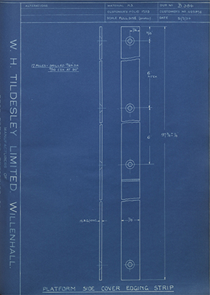 Vauxhall Motors LTD 1022976 Platform Side Cover Edging Strip WH Tildesley Forging Technical Drawing