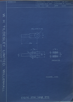 Vauxhall Motors LTD 1026924 Engine Stay Yoke End WH Tildesley Forging Technical Drawing