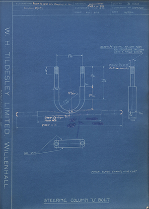 Vauxhall Motors LTD 1027069 Steering Column U Bolt WH Tildesley Forging Technical Drawing