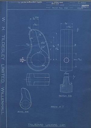 Vauxhall Motors LTD 1028763 / 7096362 Tailboard Locking Cam WH Tildesley Forging Technical Drawing