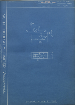 Vauxhall Motors LTD 1029537 Steering Knuckle Stop WH Tildesley Forging Technical Drawing