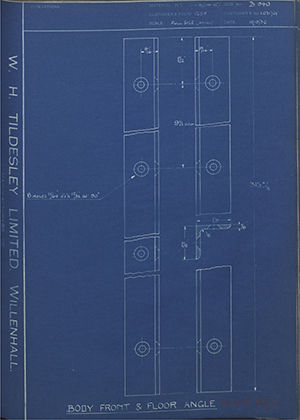 Vauxhall Motors LTD 1031701 Body Front & Floor Angle WH Tildesley Forging Technical Drawing