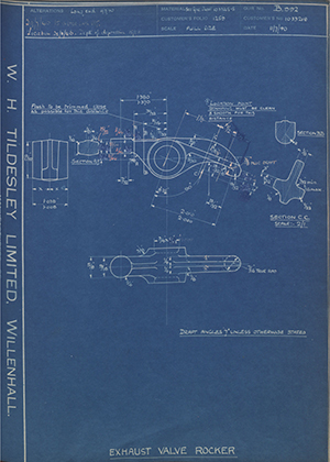 Vauxhall Motors LTD 1033218 Exhaust Valve Rocker WH Tildesley Forging Technical Drawing