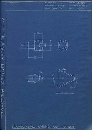 Vauxhall Motors LTD 1034118 Compensating Spring Seat Rocker WH Tildesley Forging Technical Drawing